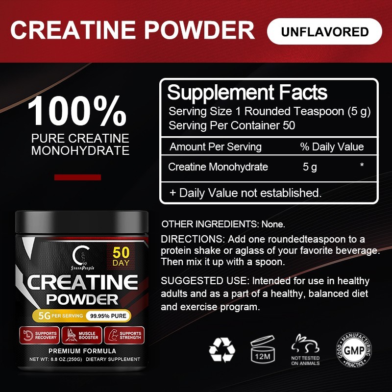 Pure Creatine Monohydrate Powder Micronized Unflavored 50 Servings 250 Grams
