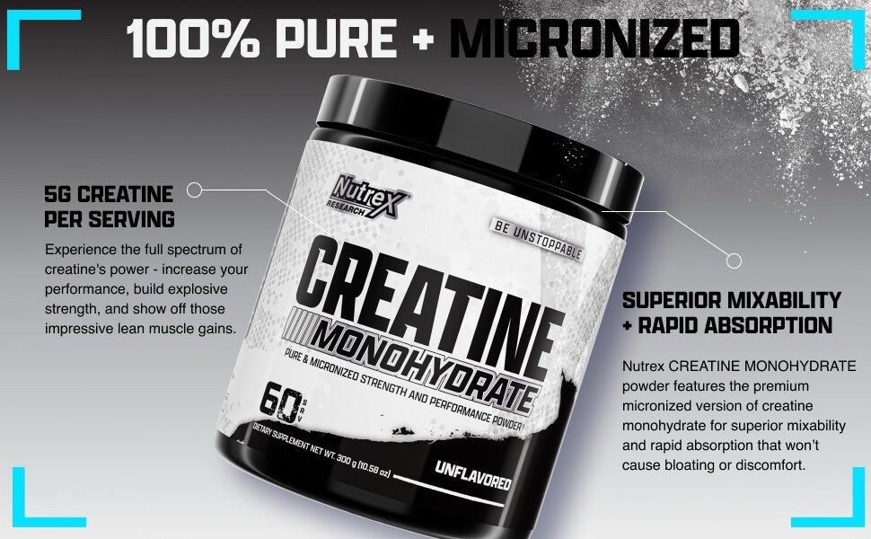 Nutrex CREATINE Monohydrate Powder Micronized Unflavored 60 Servings 10.58 oz