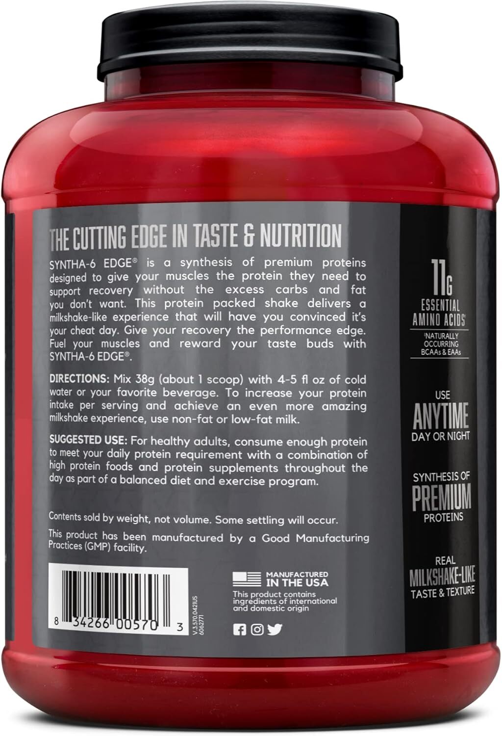 Syntha-6 Edge®, Protein Powder Drink Mix, Vanilla Milkshake, 4.01 lb (1.82 kg)