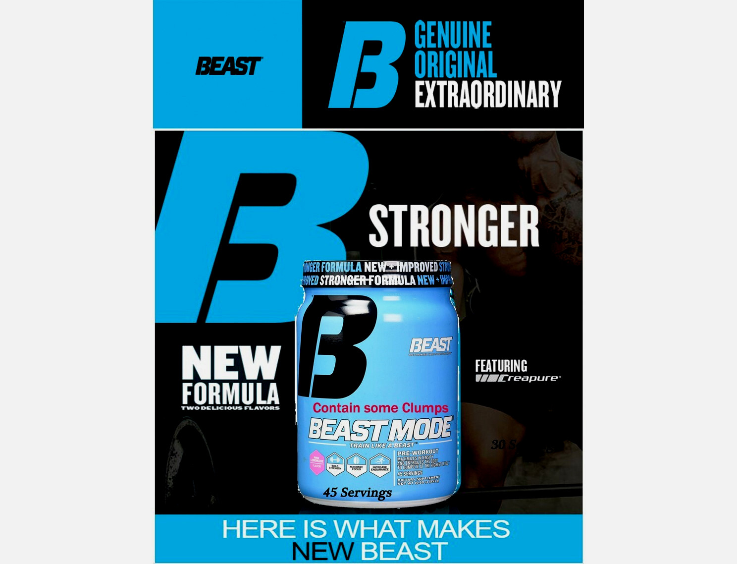 Beast Sports Nutrition Beast Mode Stronger Pink-Lemonade Pre-Workout 45 servings