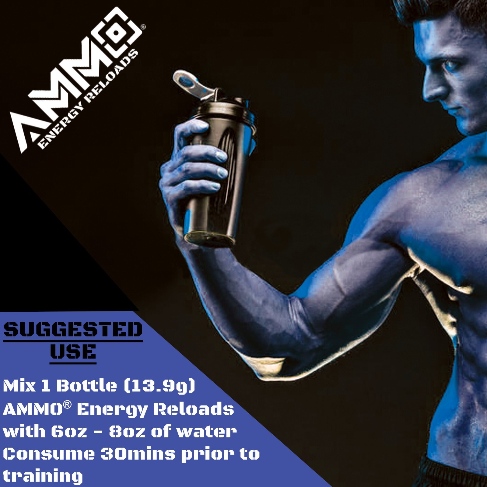 AMMO Energy Reloads Berry Single Shot 12ct pre workout 300mg Caffeine Zero Sugar