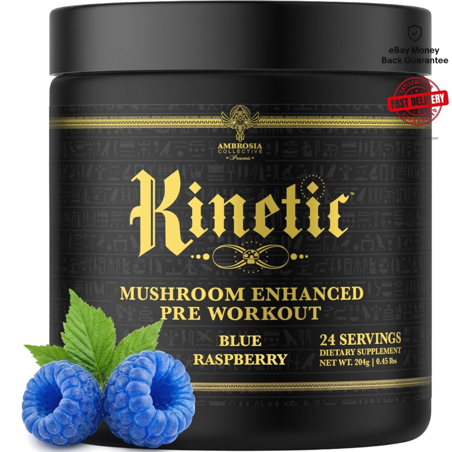 Blue Raspberry Organic Pre Workout with Mushrooms: No Jitters, Enhanced Recovery