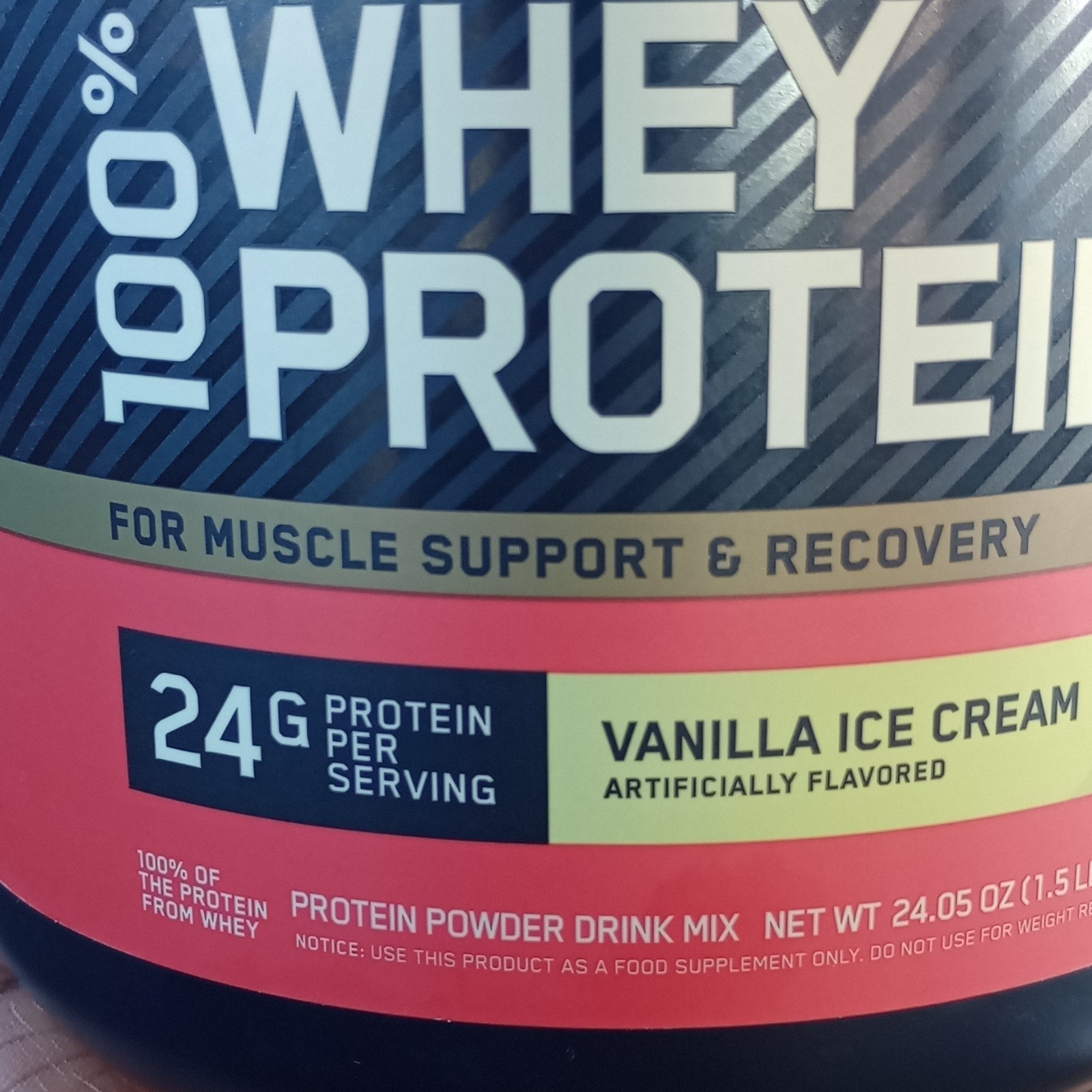 Optimum Nutrition Gold Standard 100% Whey Vanilla Ice Cream 24.05 oz 24g/Serving