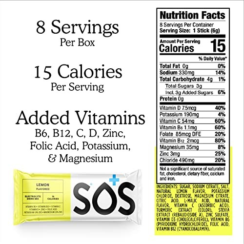 Hydration Electrolyte Powder Sticks | Low Sugar 0.23 Ounce (Pack of 8) Lemon