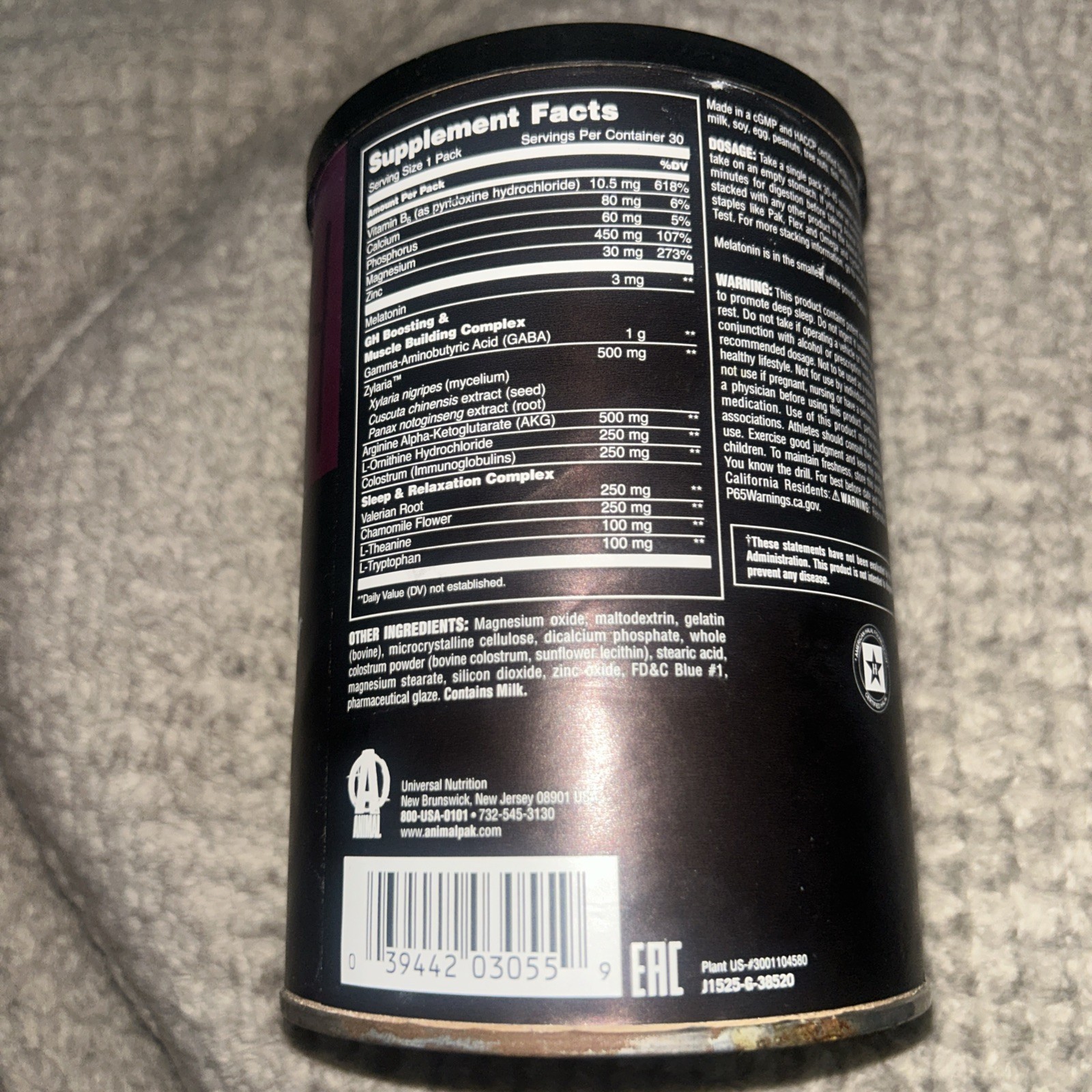 Animal PM Sleep Supplement 30 Count Multicolor Non Habit Forming Natural Formula