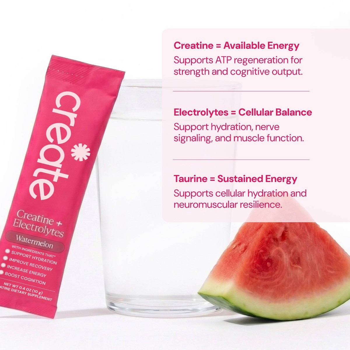 Create Wellness Creatine + Electrolytes Mix Monohydrate Stick Packs NSF 12ct