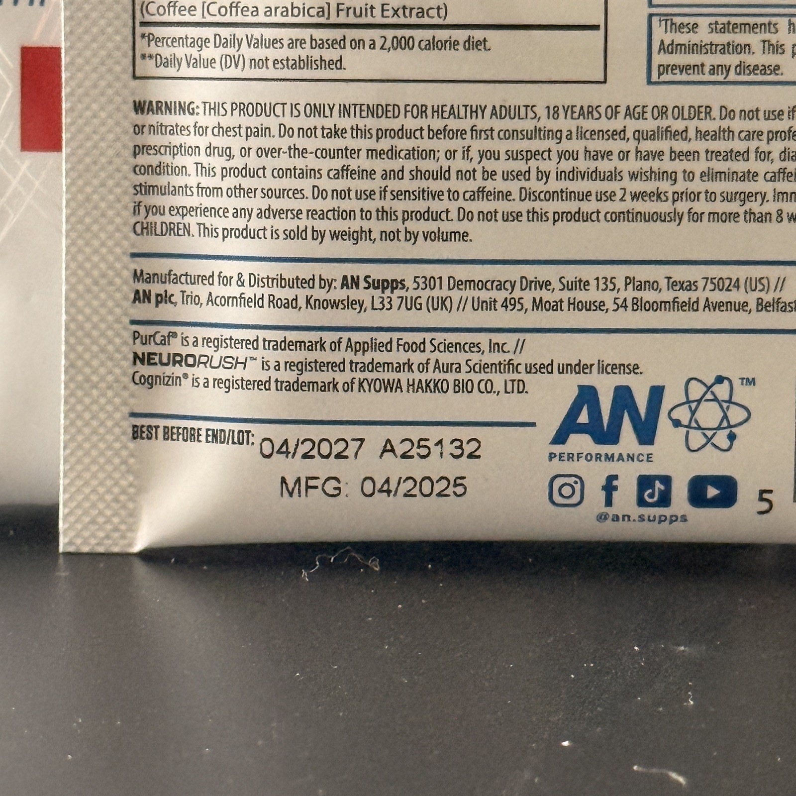 AN Performance Zero Caffeine Fruit Punch Pre-Workout Powder (3 pack)