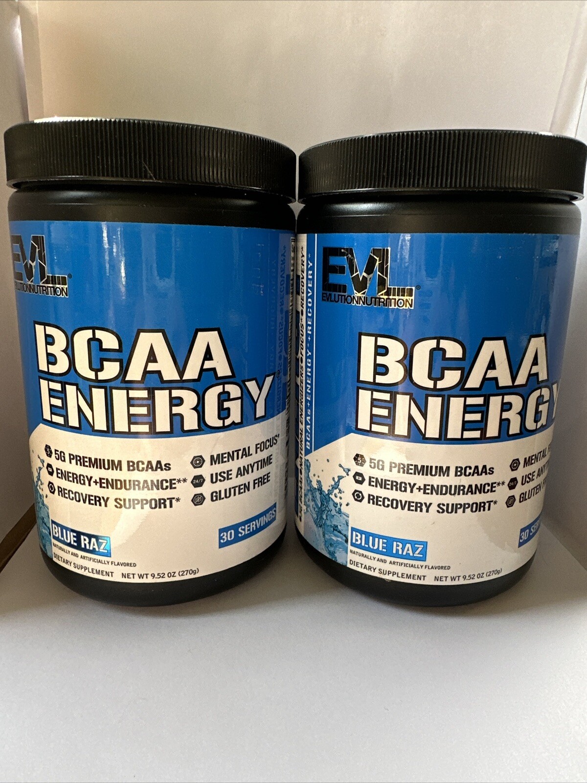 x2 – Evlution Nutrition BCAA Energy, Blue Raz, 30 Servings Powder