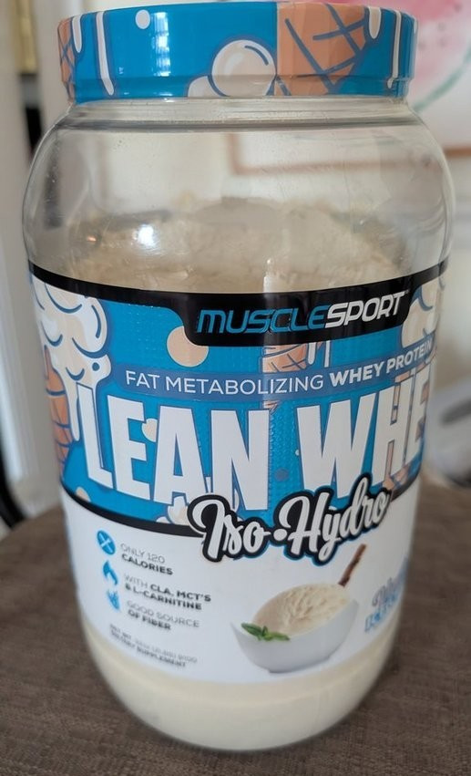 Musclesport Lean Whey Iso-Hydro – Vanilla Ice Cream – 2 lbs (908 g) -Exp 5/2027
