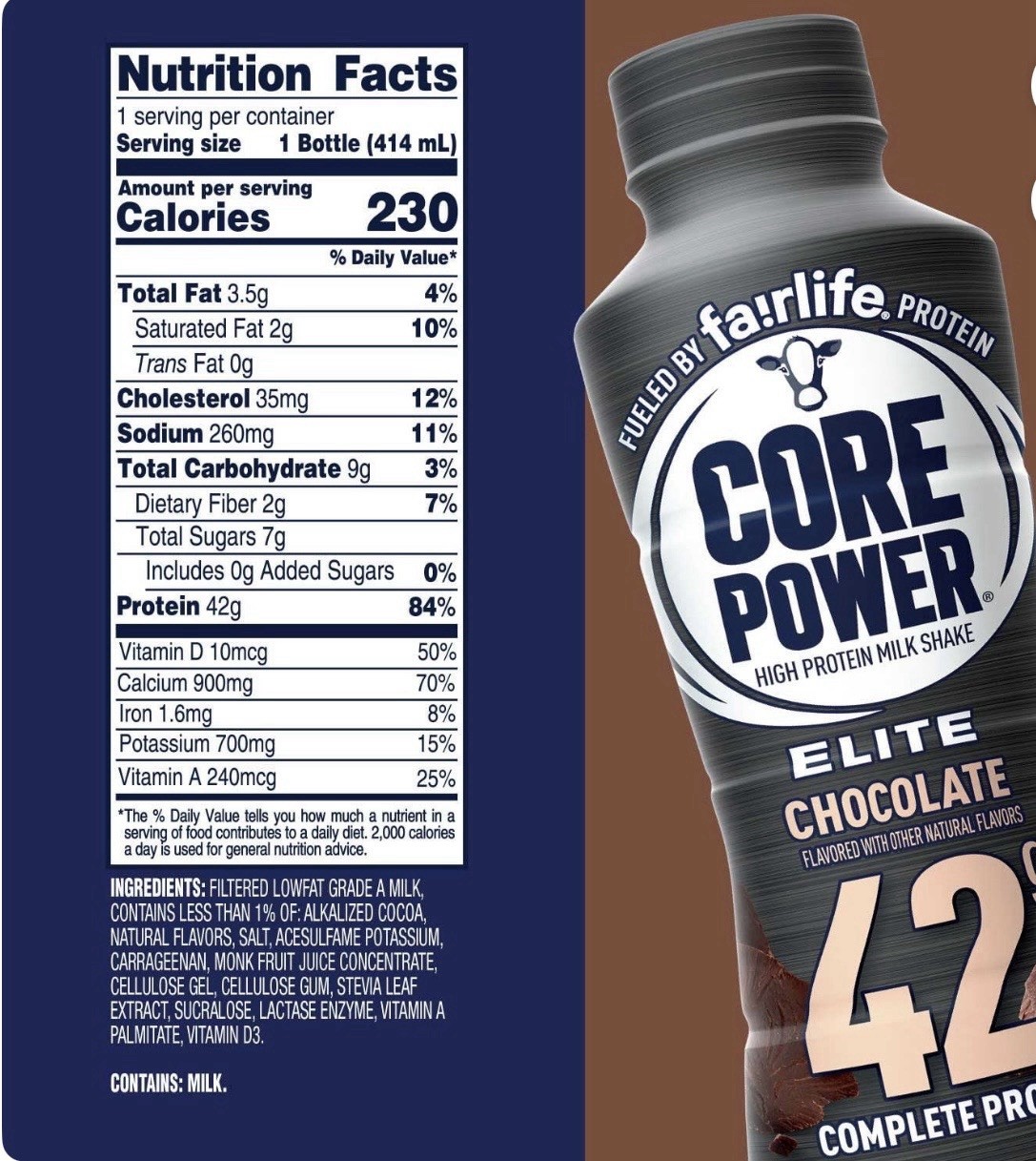 Core Power Elite Chocolate High Protein Shake 42g Protein 10-Pack Bottles
