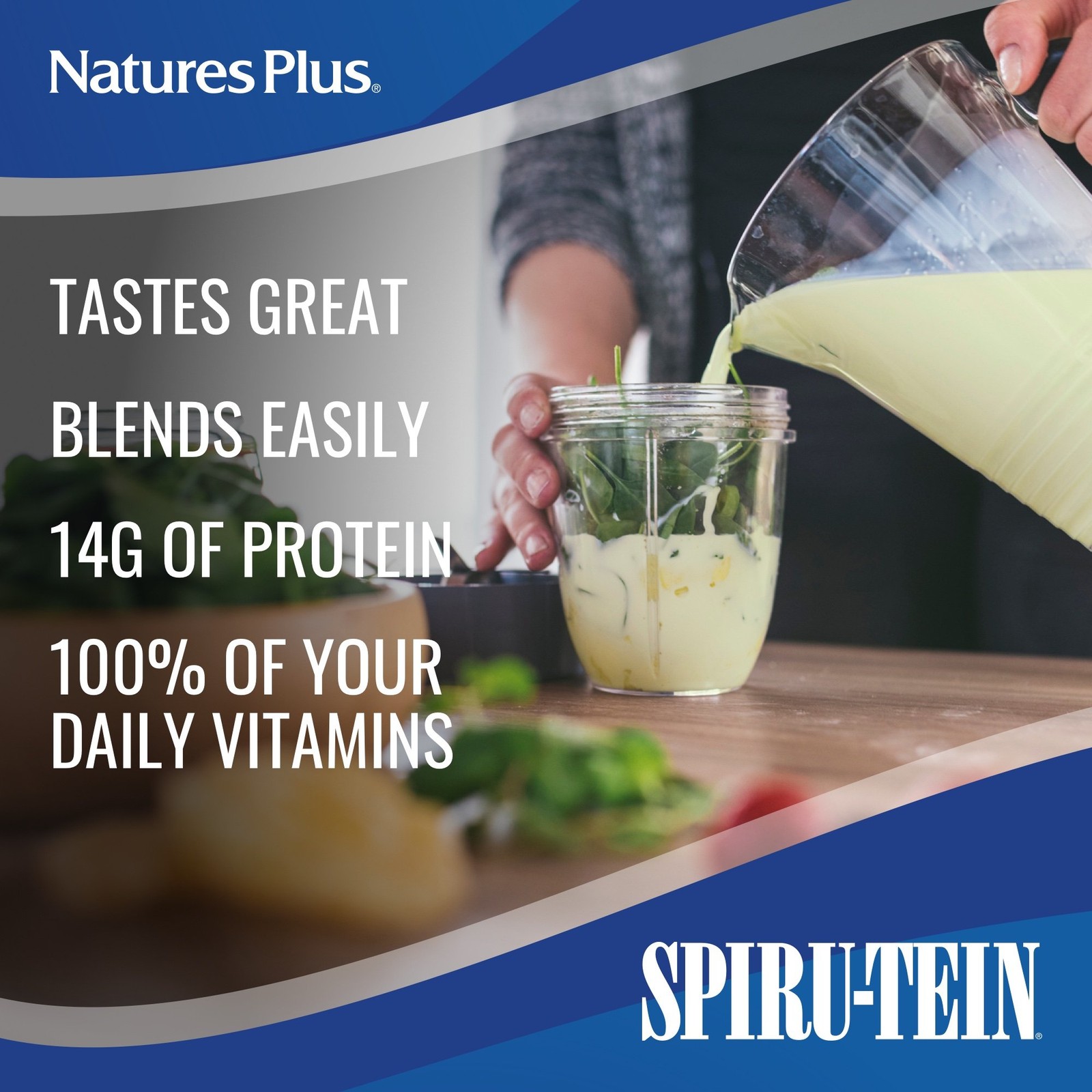 NaturesPlus SPIRU-TEIN Banana Plant-Based Protein Shake 8 Pack Non-GMO Vegetaria