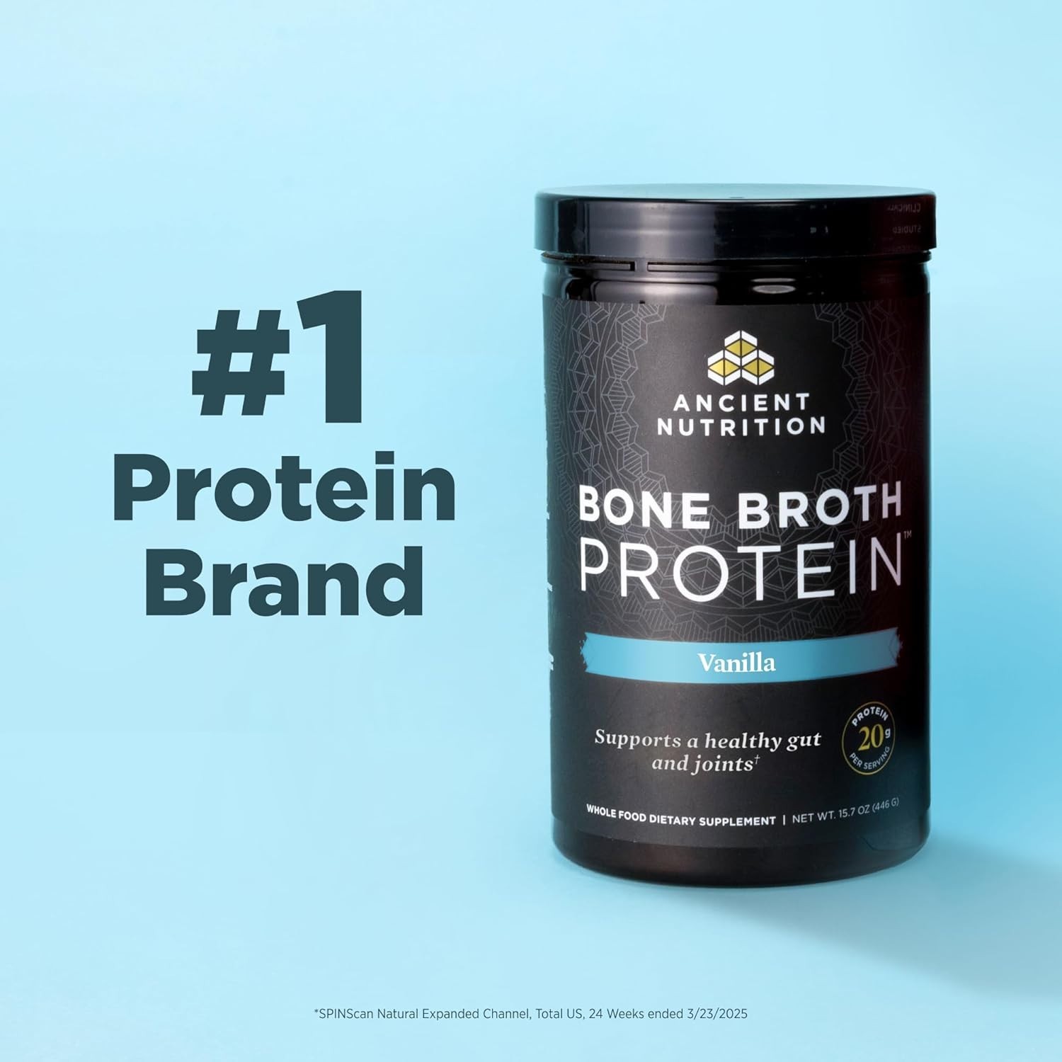 Ancient Nutrition Bone Broth Protein Powder Vanilla 20srv Grass Fed Collagen