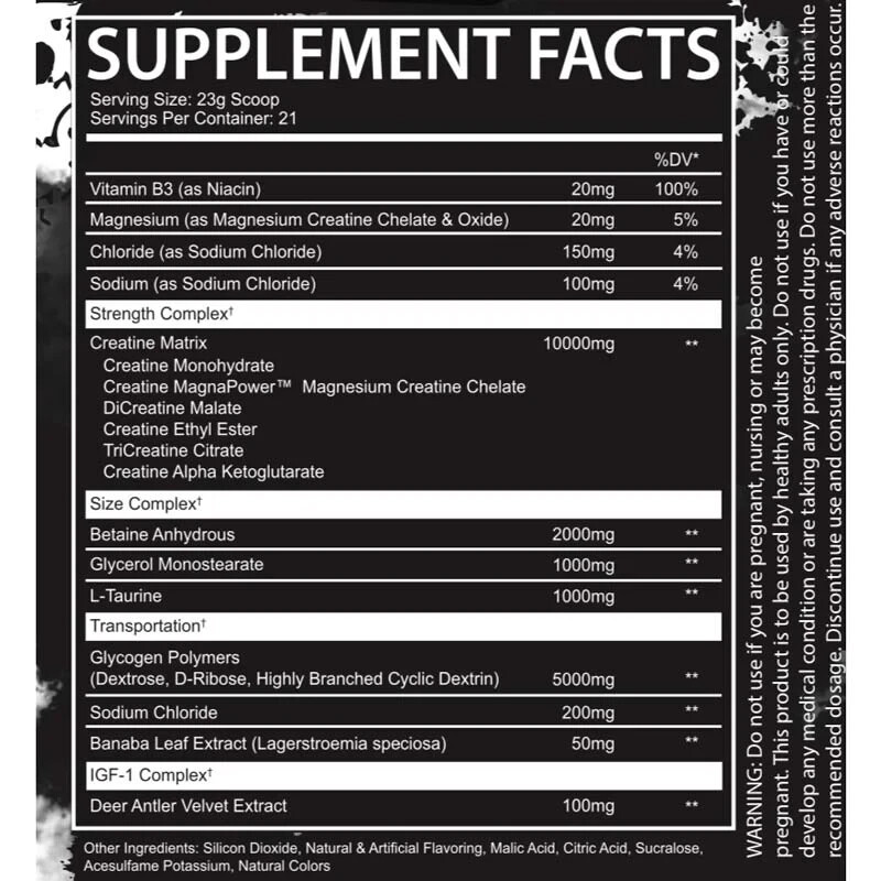 CREATION CREATINE BY AFTERDARK 6 IN 1 CREATINE BUILD MUSCLE SNOW CONE FLAVOR