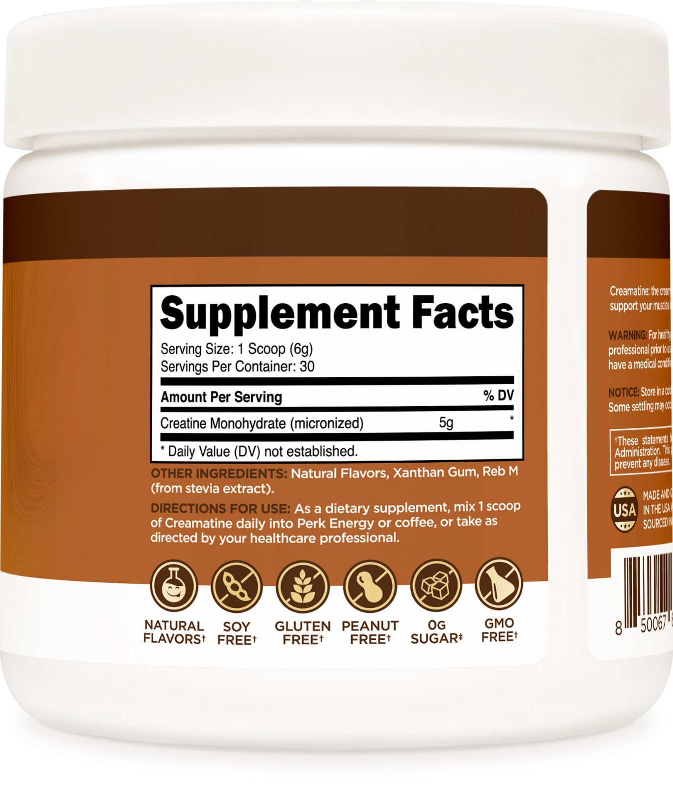 Perk Creamatine (Caramel Macchiato) 30 Servings – Flavored Creatine Monohydrate