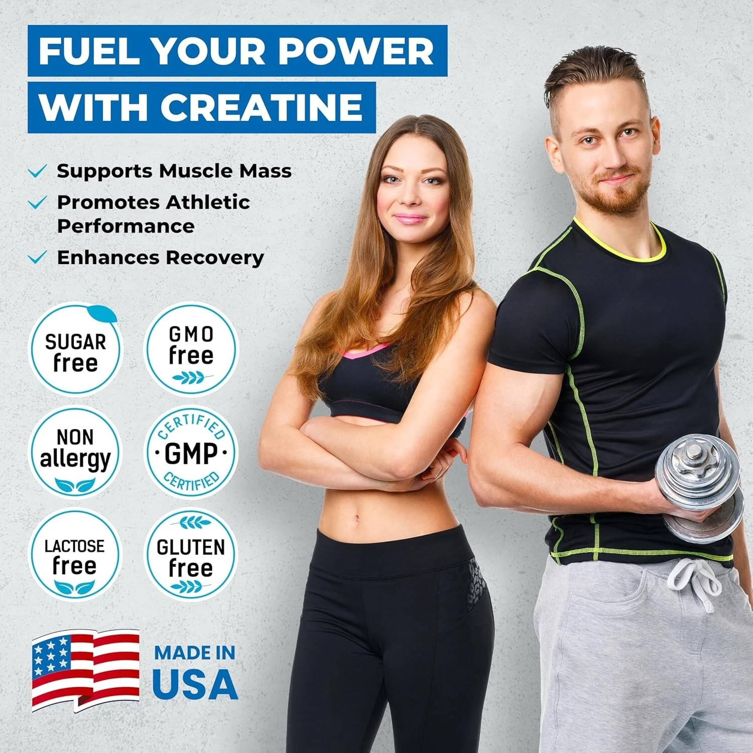 Monohidrato de Creatina en Polvo para Ganar Masa Muscular 5000 mg (5 g) 1,1 lb