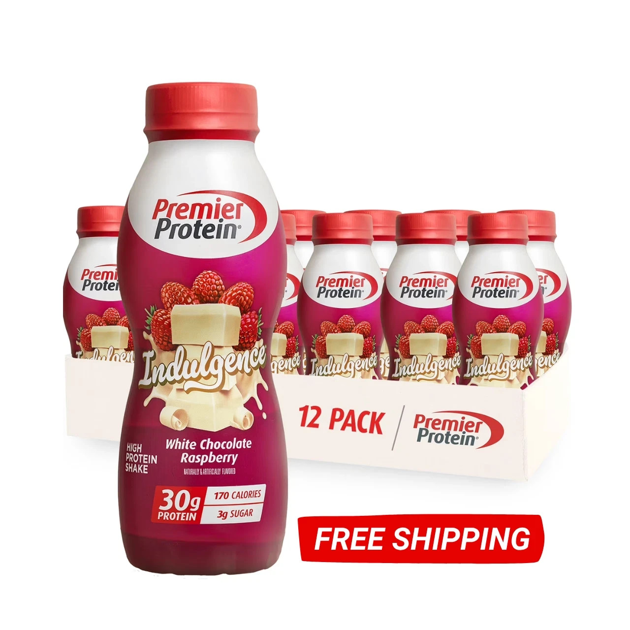 Premier Protein Indulgence Protein Shake, White Chocolate Raspberry, 12 Ct
