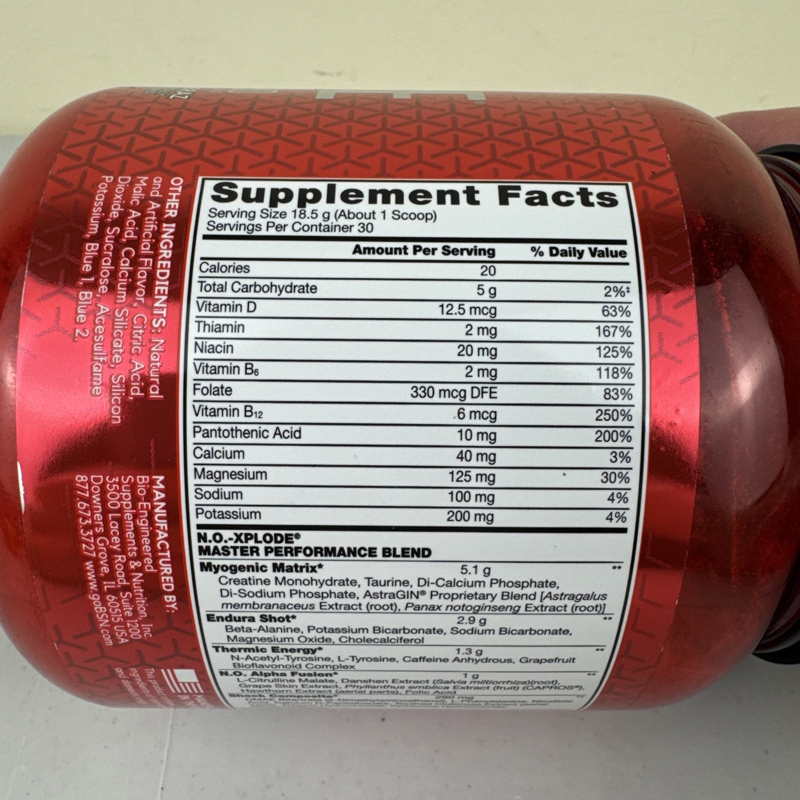 BSN N.O.-XPLODE Pre Workout Powder Energy Supplement Blue-Raz Brand New Exp 1/27