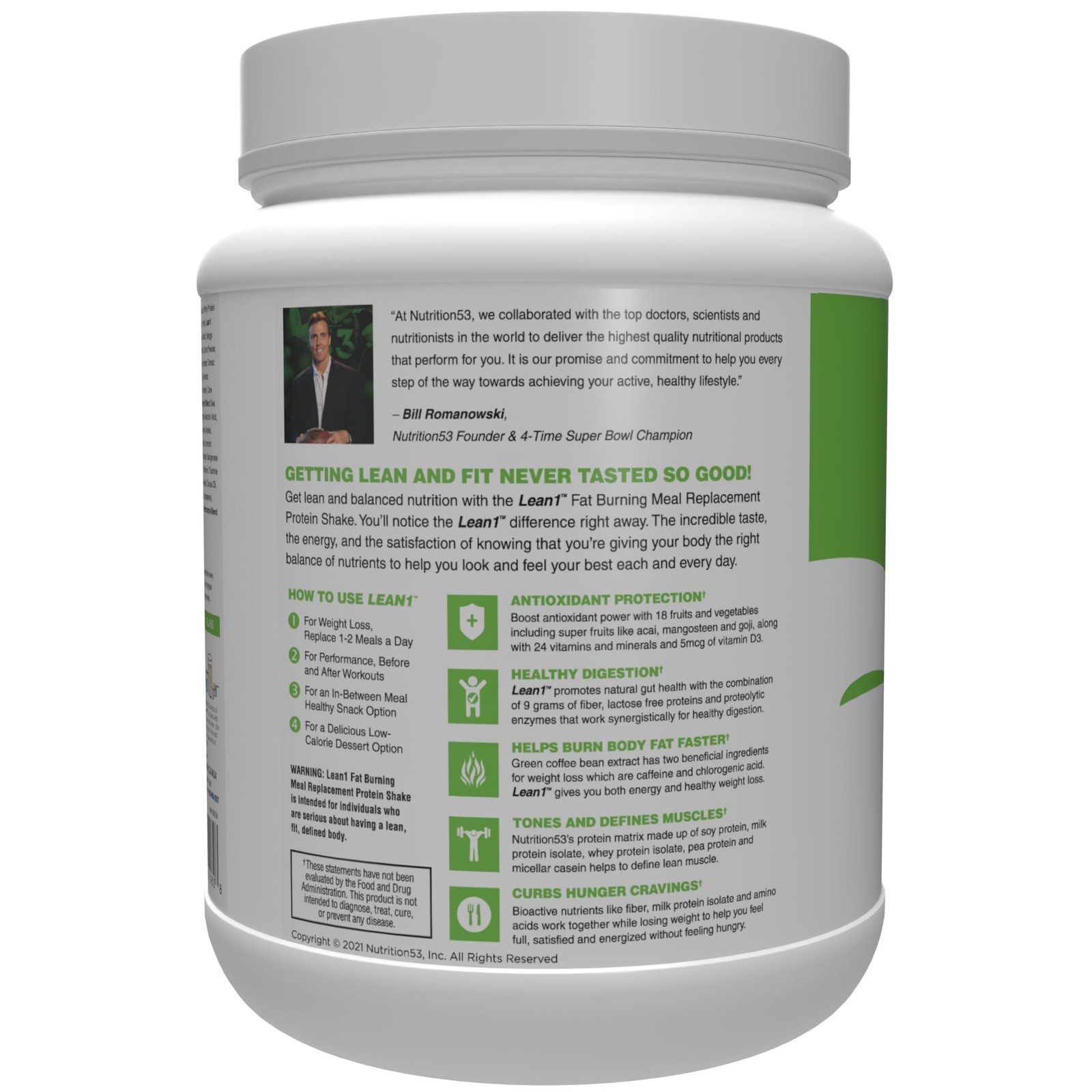 Lean1 Vanilla Meal Replacement Protein Shake Powder 15 Servings Weight Loss