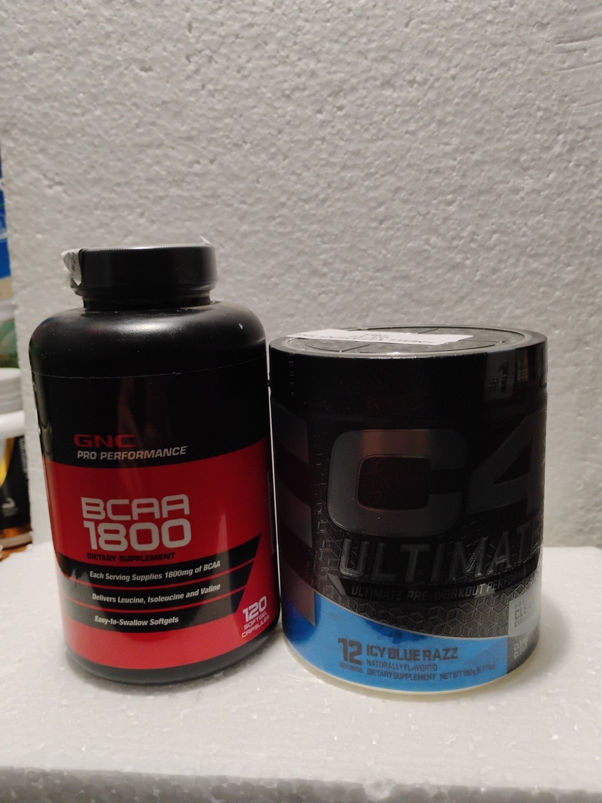 CELLUCOR C4 Ultimate ICY BLUE RAZZ Pre-Workout & GNC Bcaa 1800 Softgels X 11/26