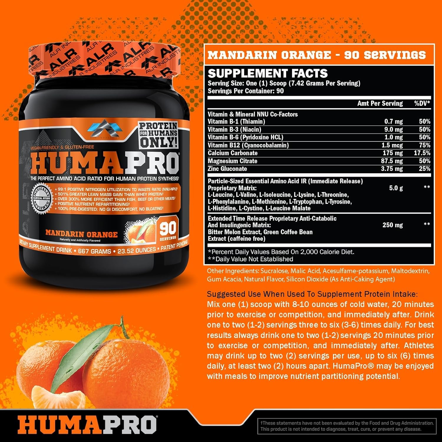 Humapro | Amino Acids Protein Matrix for Humans | 99% 90 Servings (Pack of 1)