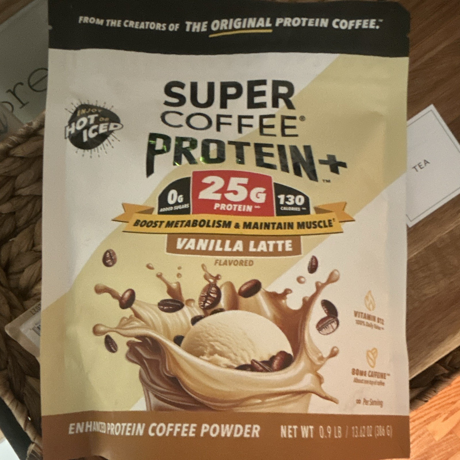Super Coffee Protein+ Vanilla Latte Protein Coffee Powder 0g Added Sugar 0.9 lb