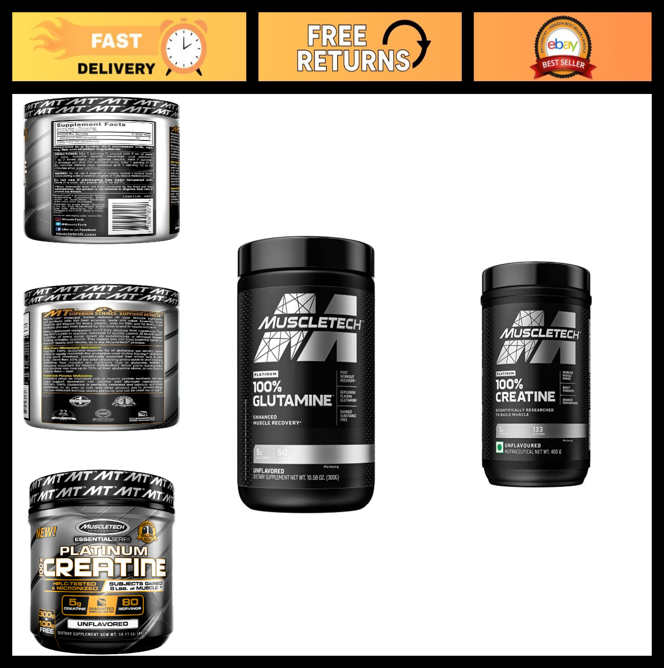 Pure Micronized Creatine Monohydrate & L-Glutamine Powder for Muscle Recovery