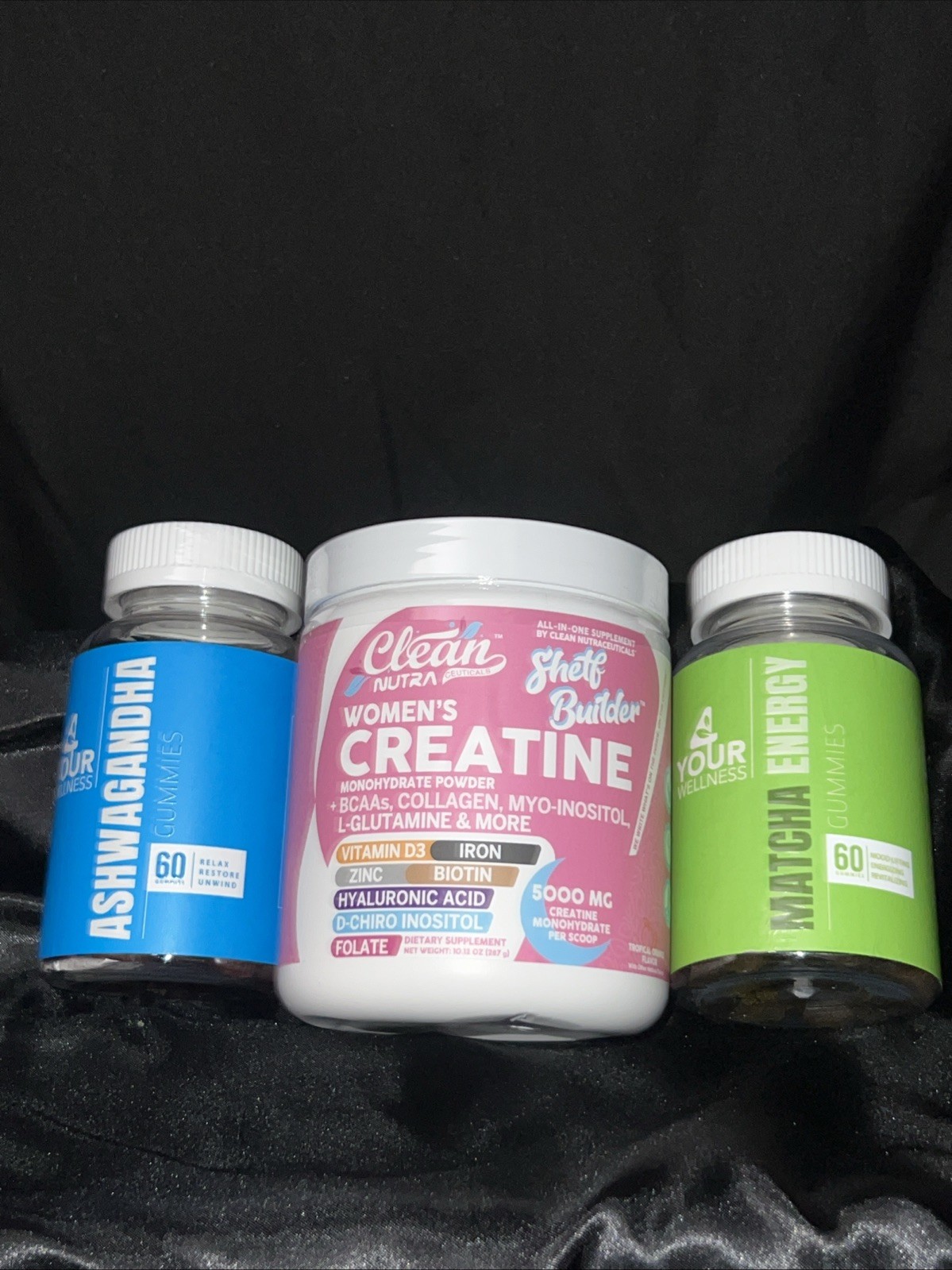 Women’s Creatine Ashwaganda And Matcha Energy Gummies 3 Piece Bundle Full Size !