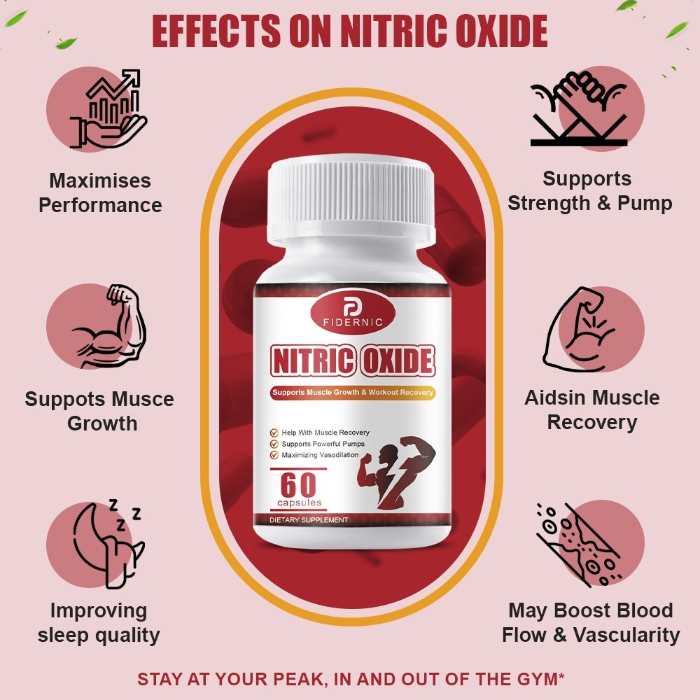 Nitric Oxide Booster 60 Capsules Muscle Pump Workout Support