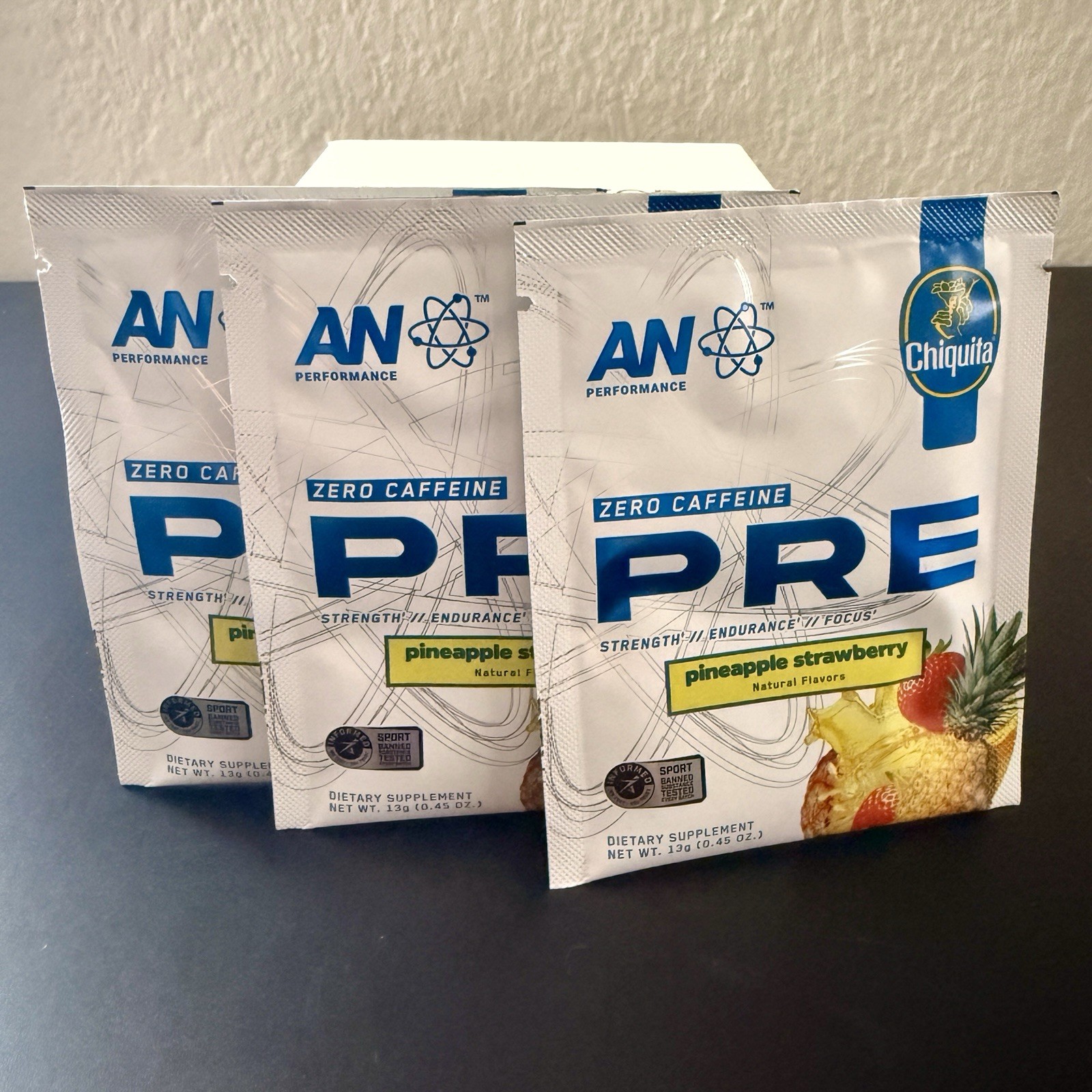 AN Performance Zero Caffeine Pineapple Strawberry Pre-Workout Powder (3 pack)