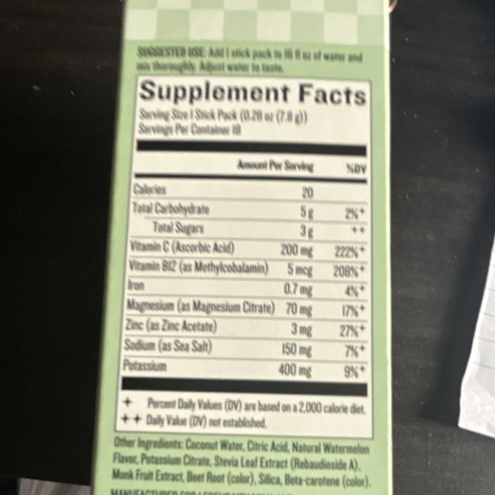 Legendairy Milk Electrolyte Mix Watermelon Hydration Vegan 18 Stick Packs