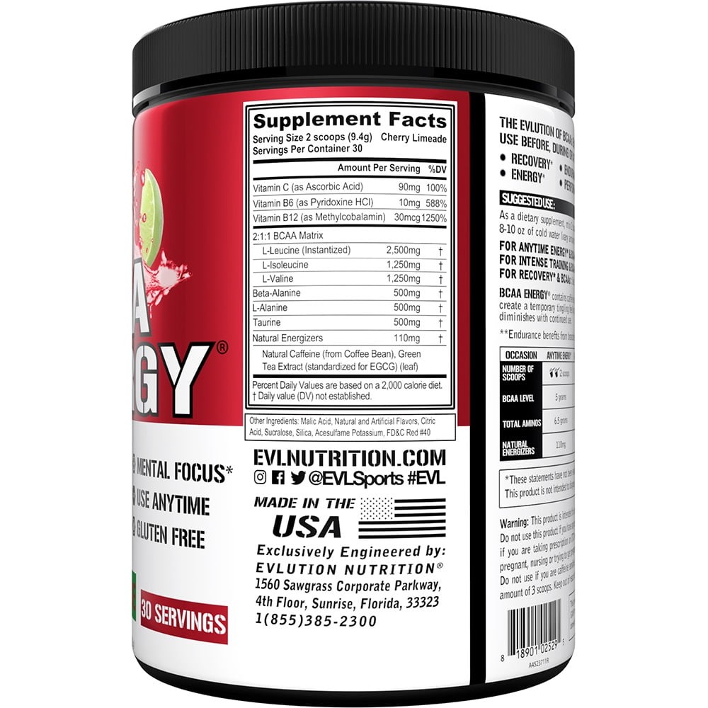 BCAA Powder – Evlution Nutrition Pre Workout BCAA Energy Powder 30 Servings