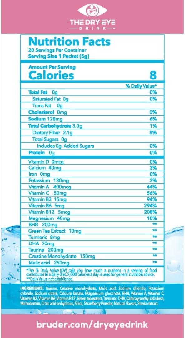 l Ultimate Hydration for Dry Eyes l Sugar-Free Electrolyte Powder Packets l…