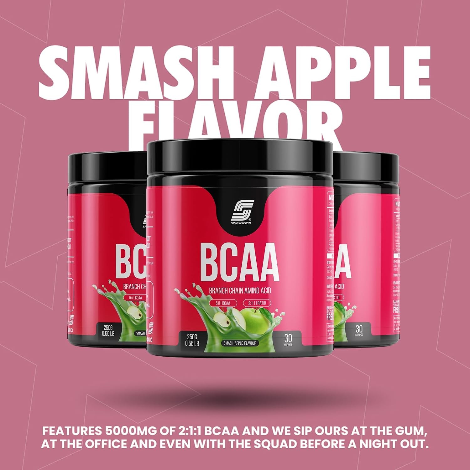 Sparkfusion BCAA Powder Smash Apple Flavour 250gm
