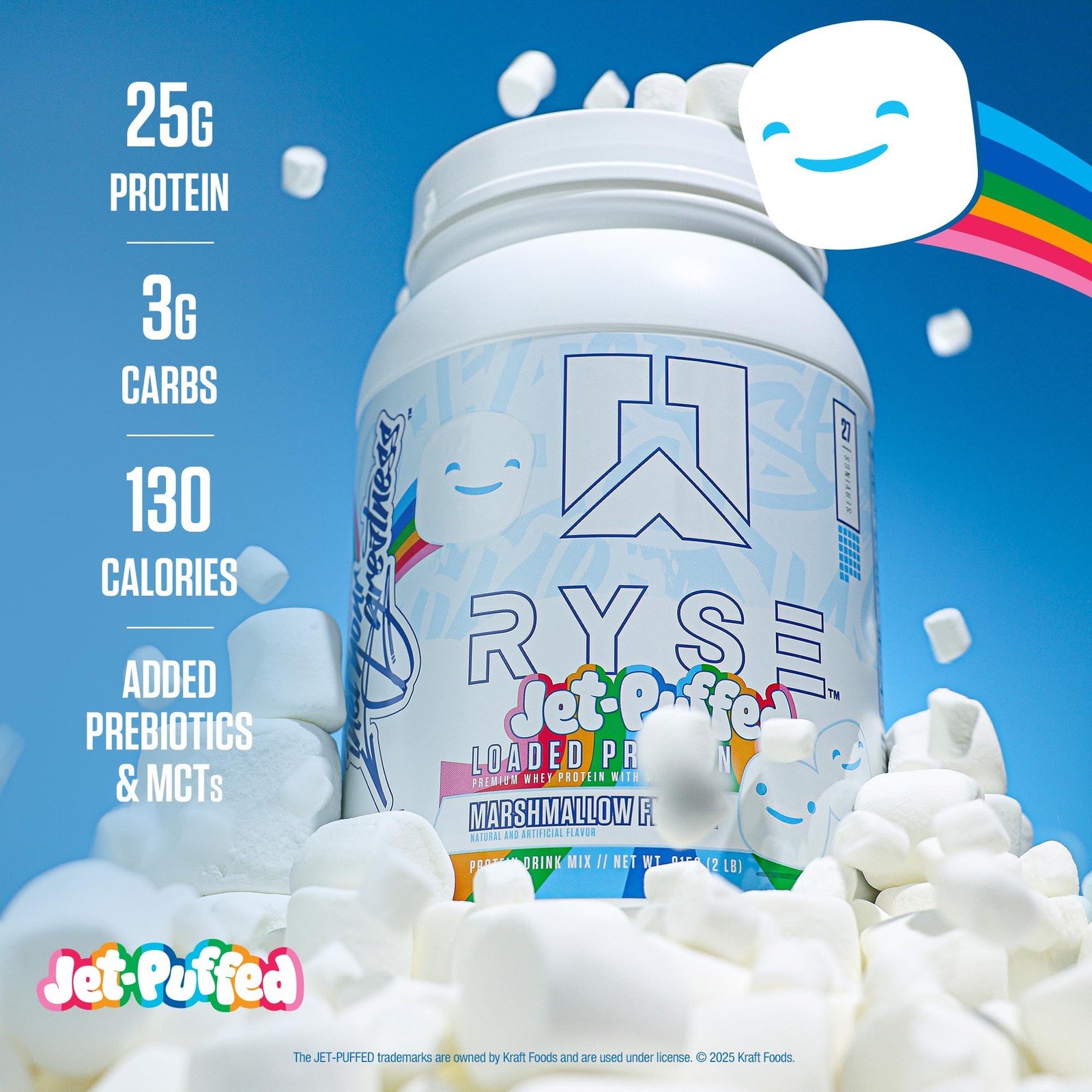 RYSE Loaded Protein Powder – Jet-Puffed Marshmallow – 25g Whey Protein Isolat…