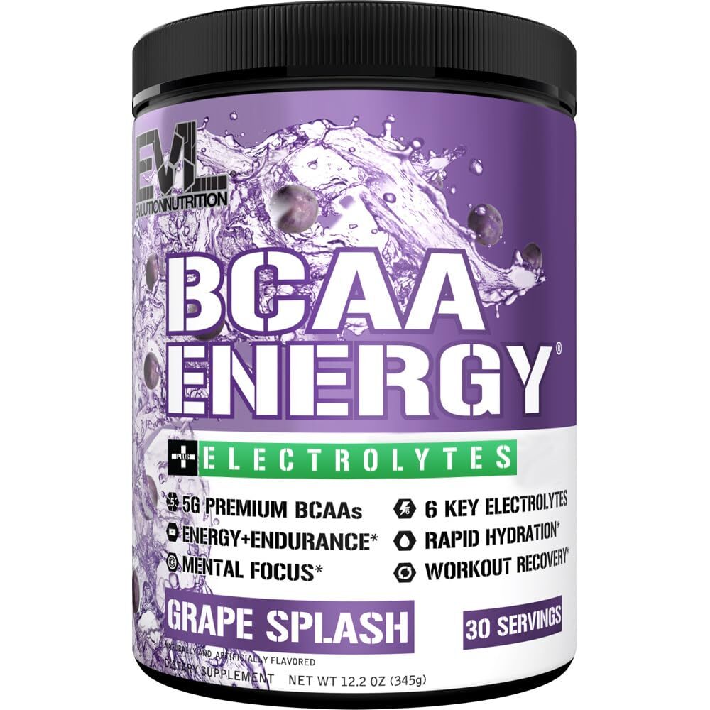 BCAA Energy Electrolytes Grape Splash 30 Servings Muscle Recovery Supplement