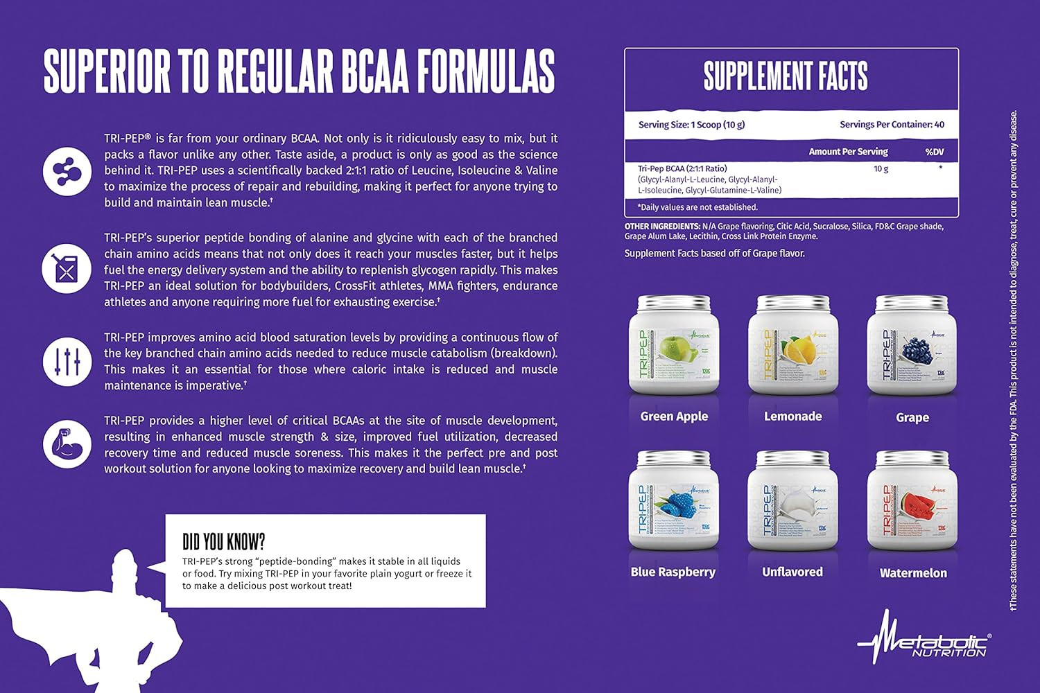 – TRIPEP – Tri-Peptide Branch Chain Amino Acid, BCAA Powder, Pre Intra Post Work