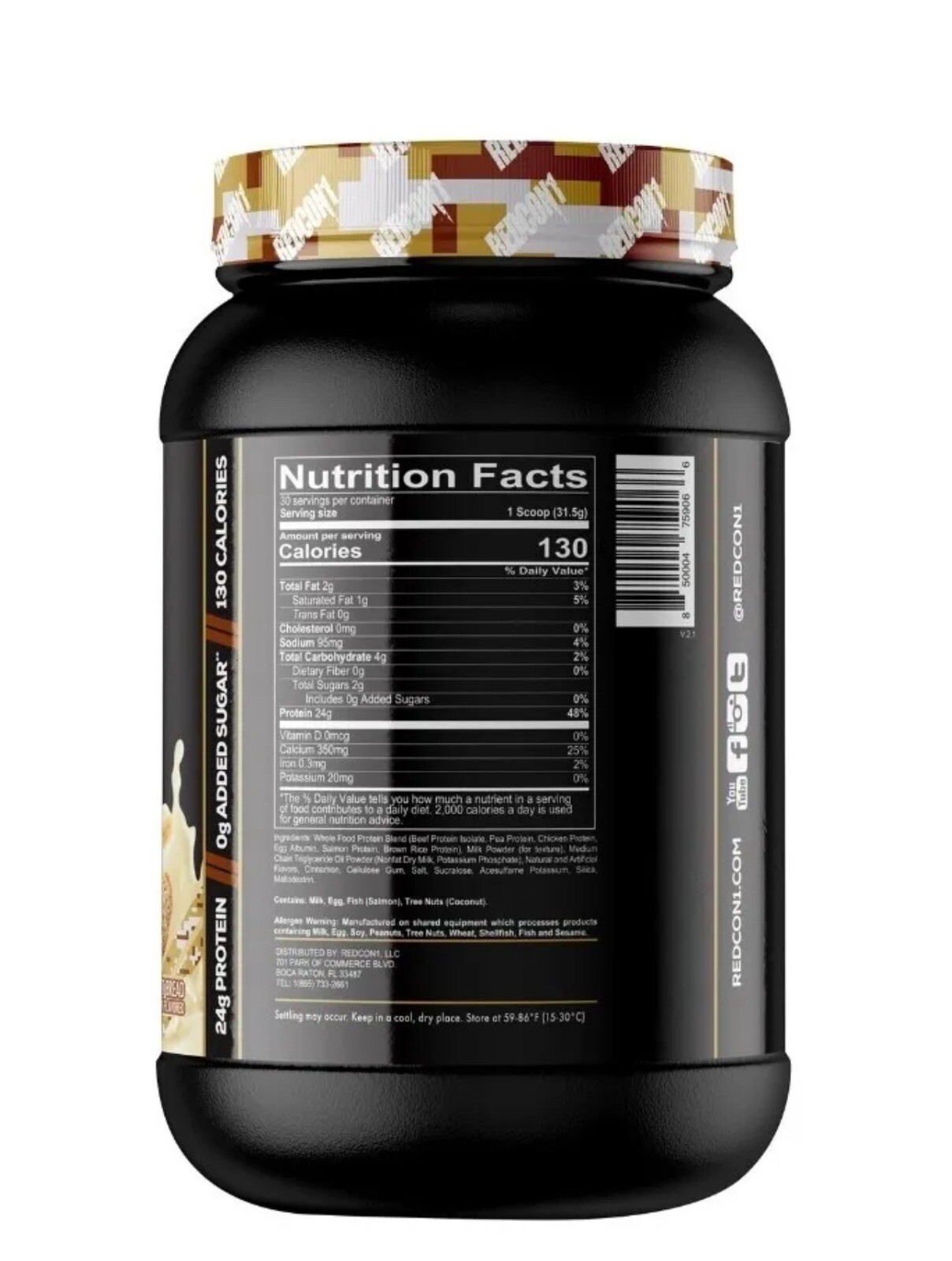 REDCON1 MRE LITE WHOLE FOOD PROTEIN 30 Servings Banana Nut Bread Exp 9/2026