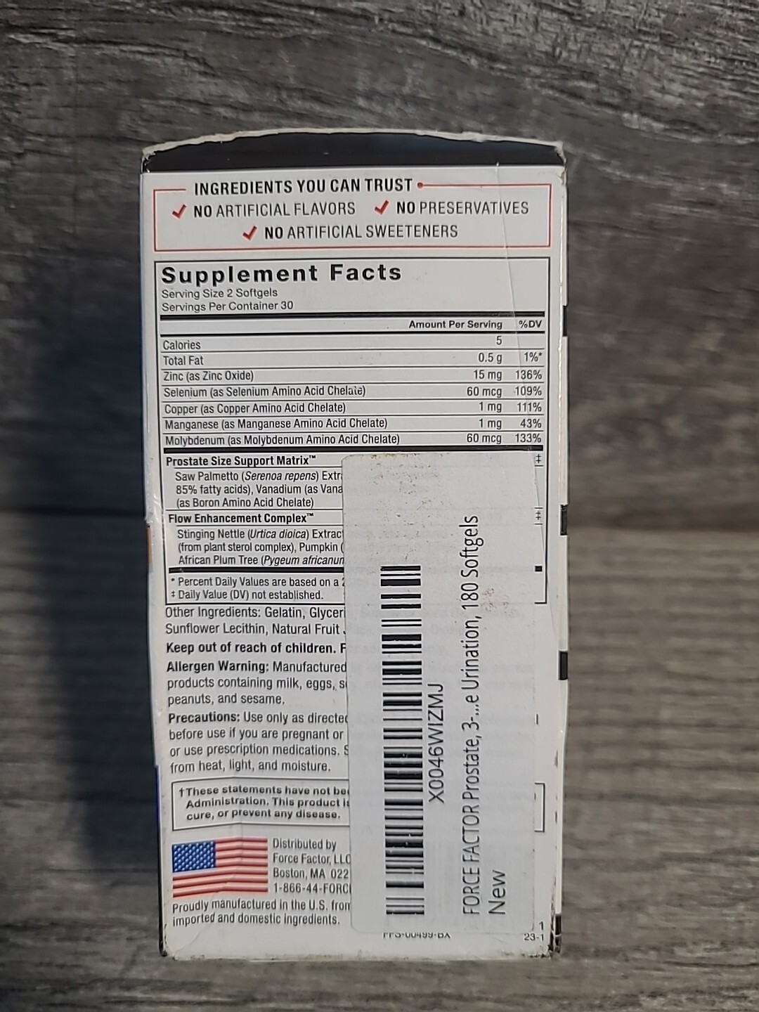 Force Factor Prostate Exclusive Flow Enhancement Complex Softgels Exp 8-26