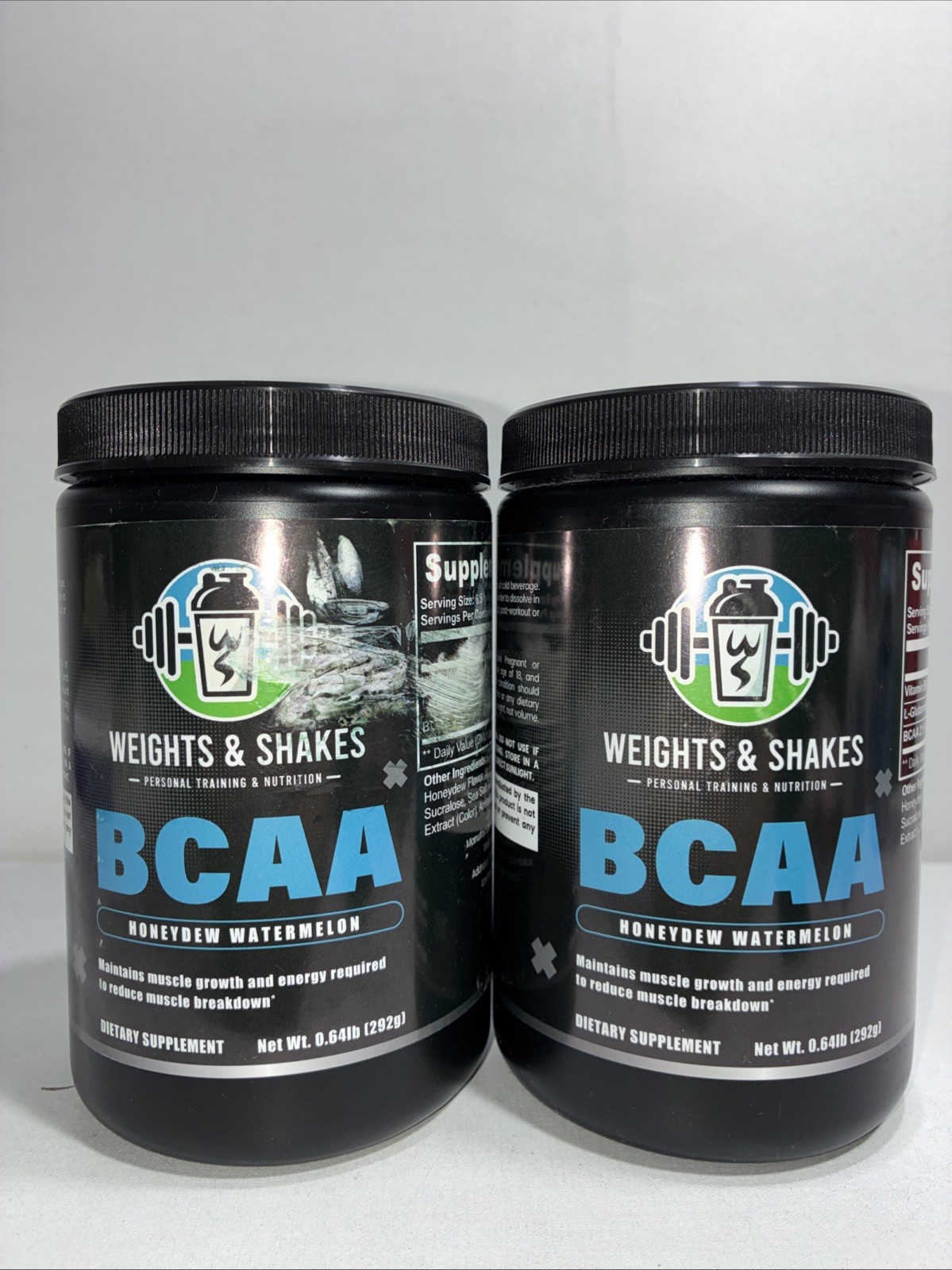 2 Sealed Weight+ Shakes BCAA Honeydew Watermelon Supplement 45 Servings Each D
