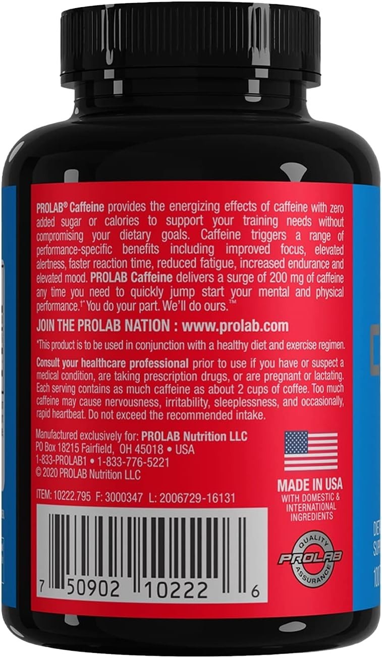 Caffeine Tablets 200mg 100ct. | Energy Support, Helps Enhance Endurance