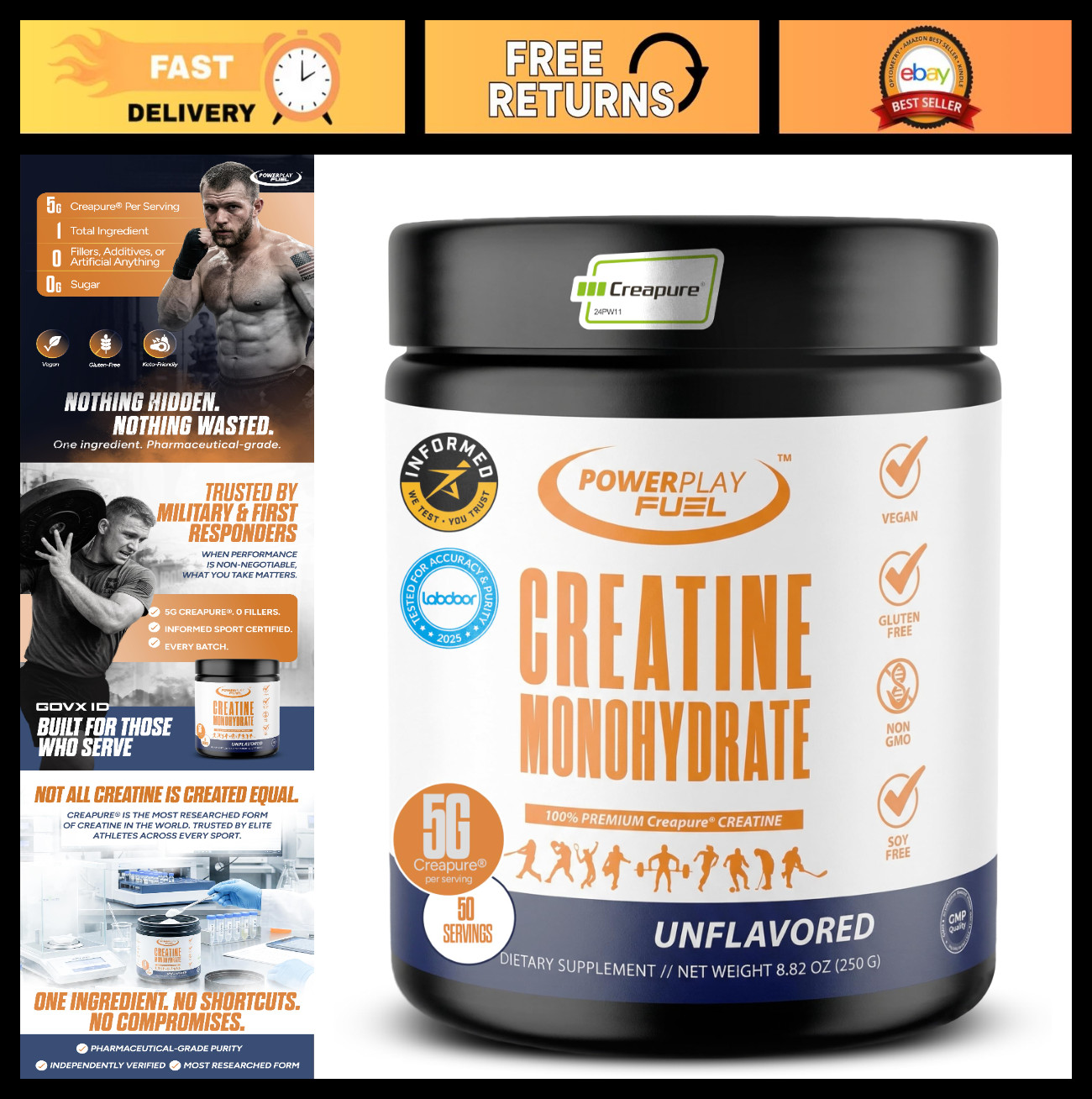 Pure Micronized Creatine Monohydrate Powder – Boost Muscle Strength & Recovery,