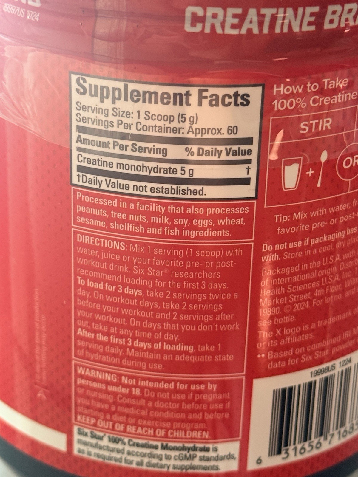 Six Star Pro Nutrition Creatine – Unflavored Creatine Powder 10.58oz NEW SEALED