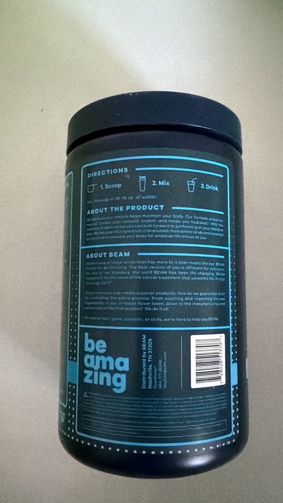 BEAM Recovery Aminos Powder BCAAs, EAAs Sour Blue Slushie – Sealed – Exp 11/27