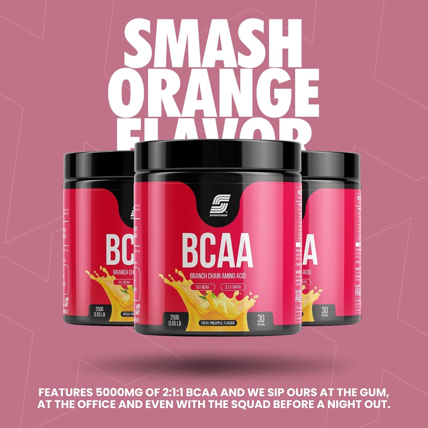 Sparkfusion BCAA Powder Smash Orange Flavour 250gm