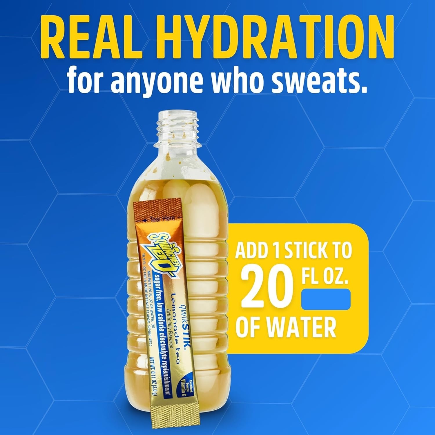 Sqwincher Qwik Stik Sugar Free Electrolyte Hydration Drink Mix LEAMONADE TEA 50
