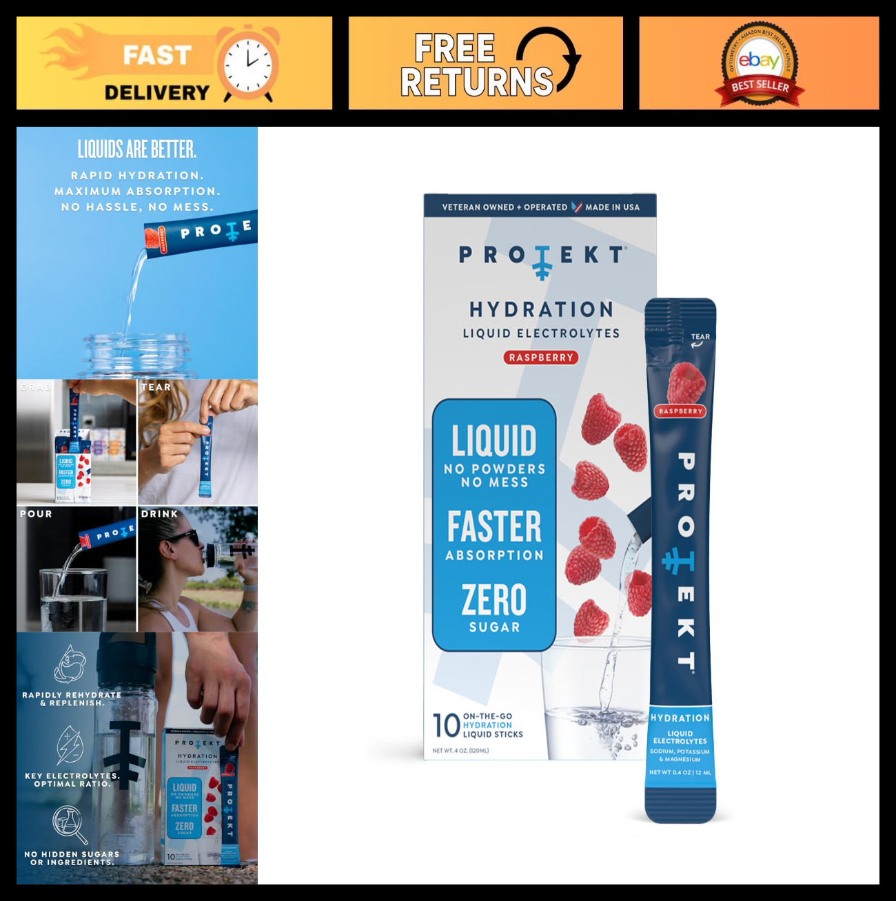 Electrolyte Packets for Rapid Recovery & Hydration | Organic, Sugar-Free, Liquid