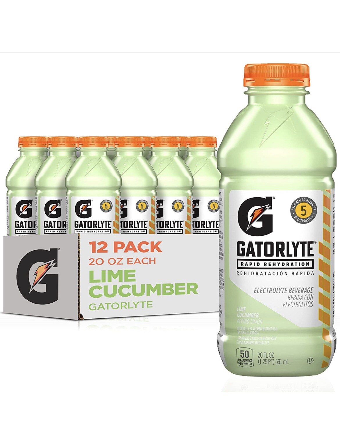 Gatorlyte Rapid Rehydration Electrolyte Beverage Lime Cucumber 12 Pack