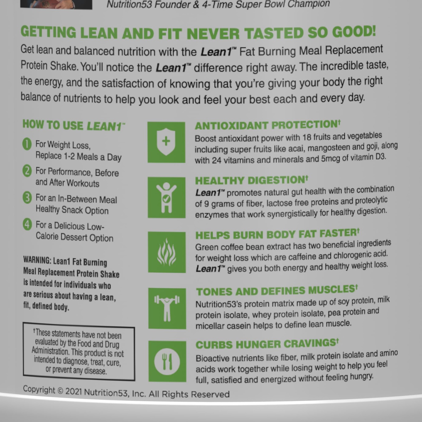 Lean1 Vanilla Meal Replacement Protein Shake Powder 15 Servings Weight Loss