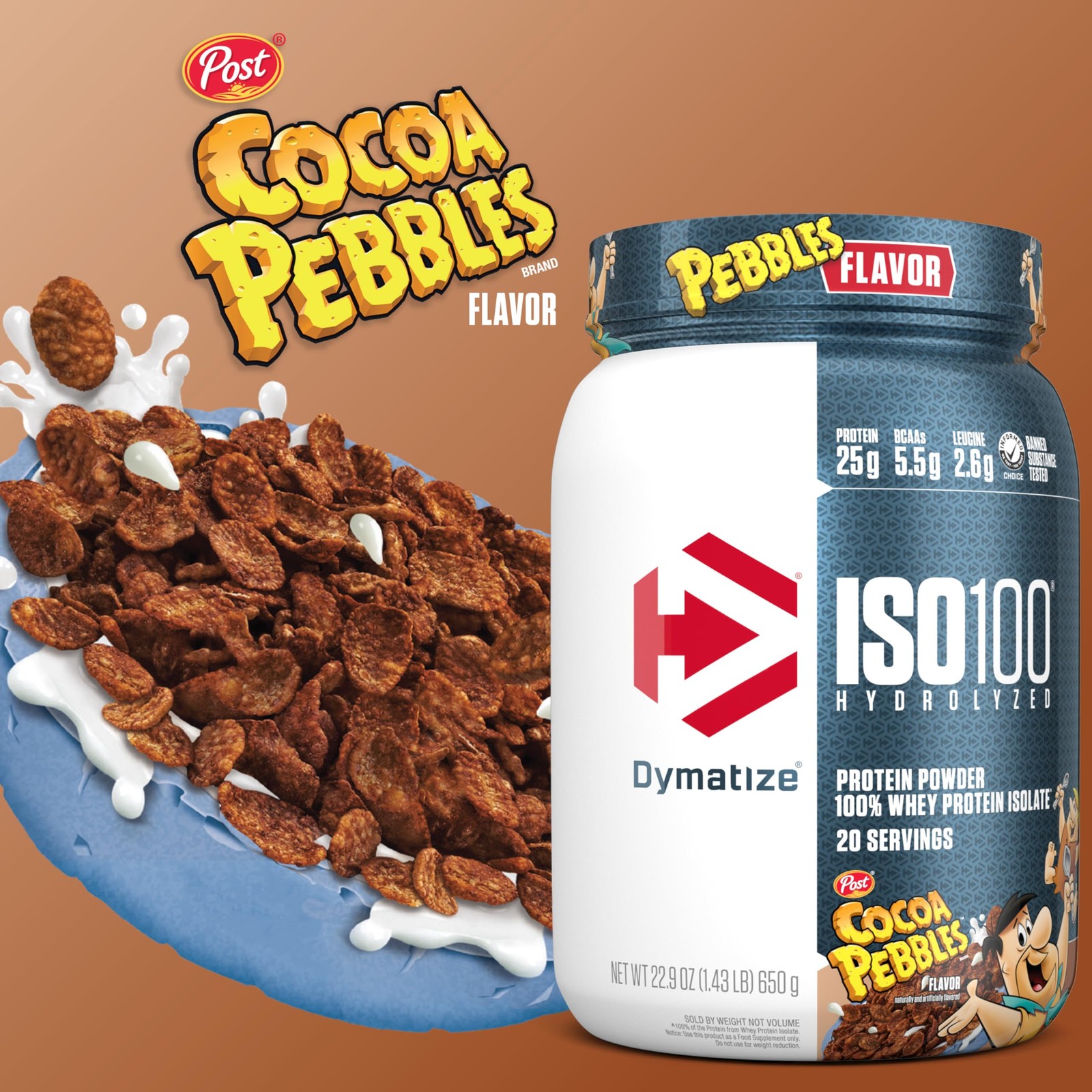 Dymatize ISO100 Cocoa Pebbles Whey Protein Powder 5.5g 42 Servings Isolate BCAAs
