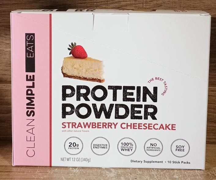 Clean Simple Eats Protein Powder Strawberry Cheesecake 10 Stick Packs 12oz